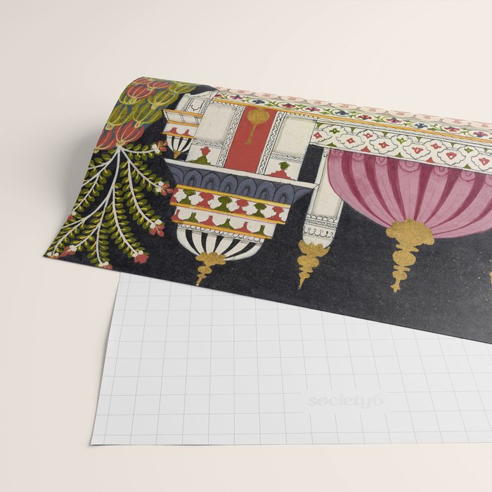 Antique Indian Illustration Princess Mirror Wrapping Paper Gallery Image 2