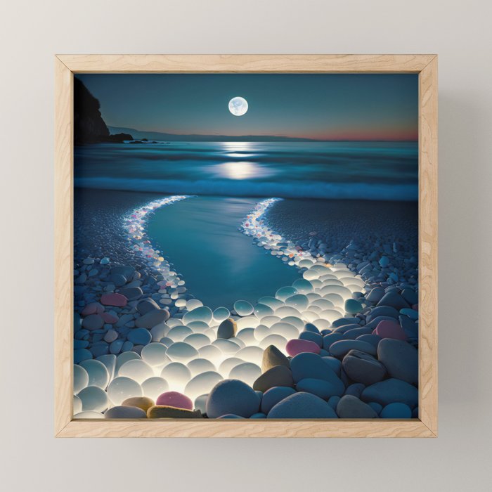 Ocean Moonlight Beach Prints Mini Art Print Gallery Image 1