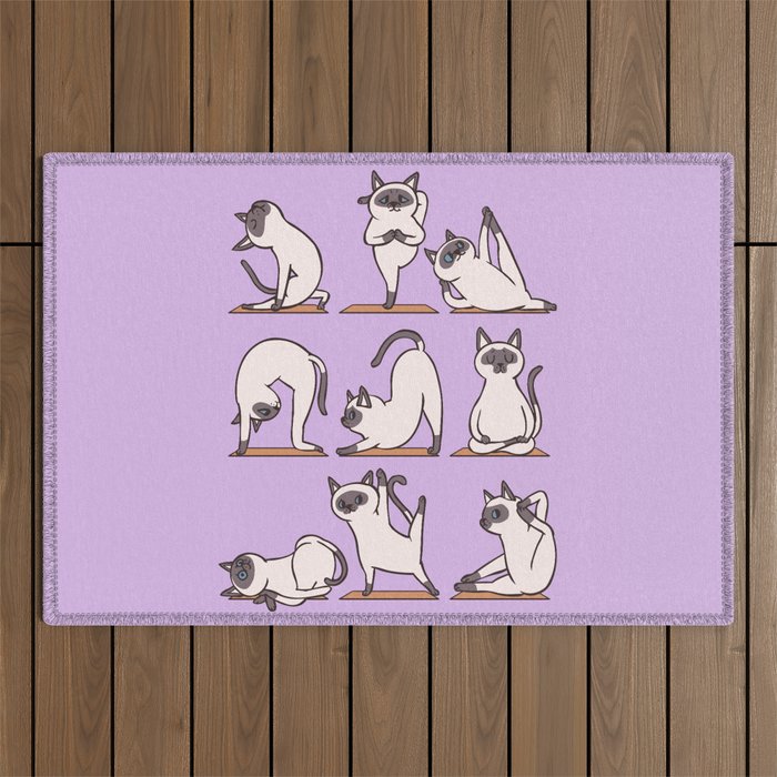 Siamese Cat Yoga Outdoor Rug Gallery Image 1