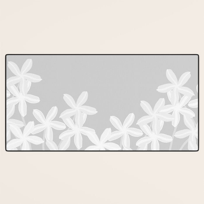 White flowers grey background  Desk Mat Gallery Image 3
