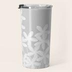 White flowers grey background  Travel Mug Gallery Image 3