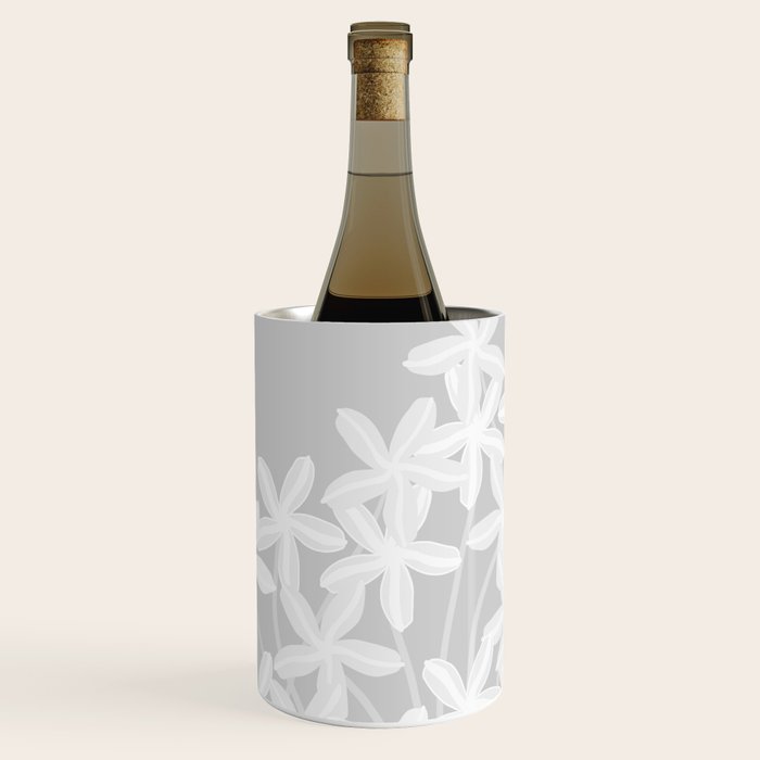 White flowers grey background  Wine Chiller Gallery Image 3