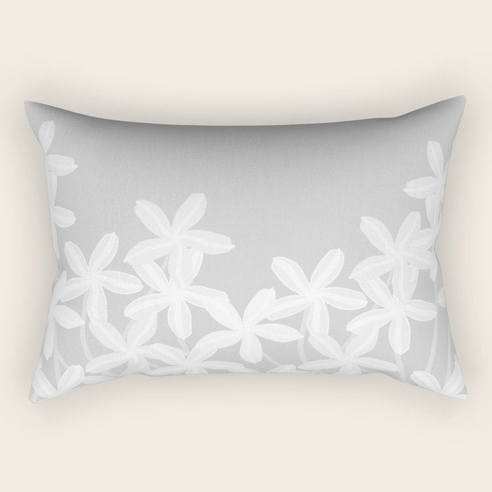 White flowers grey background  Rectangular Pillow Gallery Image 1