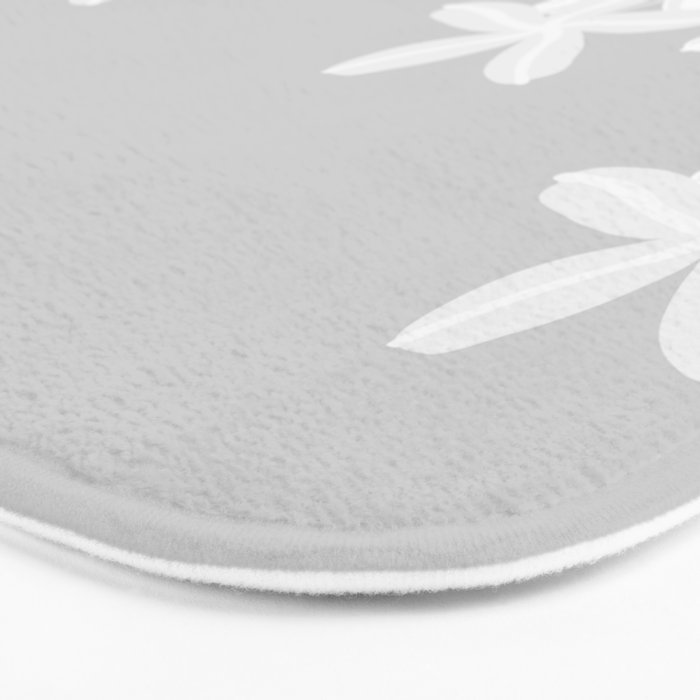 White flowers grey background  Bath Mat Gallery Image 3