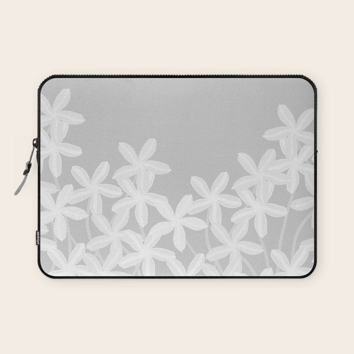 White flowers grey background  Laptop Sleeve Gallery Image 1