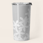 White flowers grey background  Travel Mug Gallery Image 2