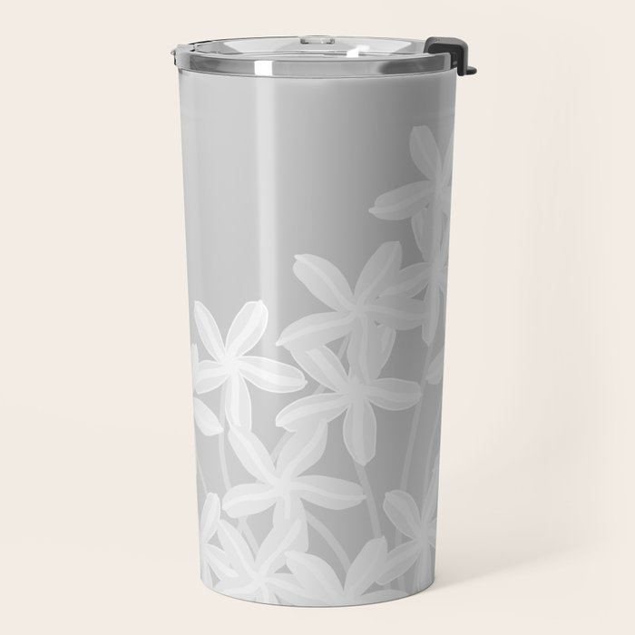 White flowers grey background  Travel Mug Gallery Image 2