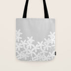 White flowers grey background  Tote Bag Gallery Image 1