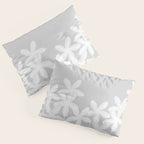 White flowers grey background  Pillow Sham Gallery Image 3