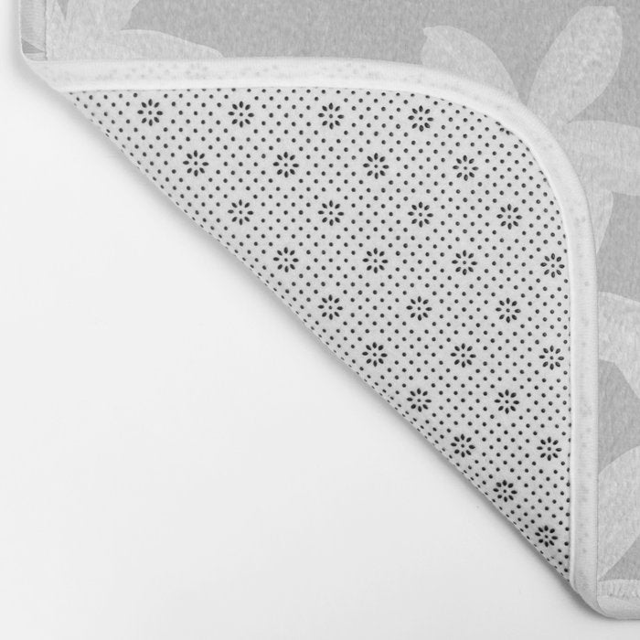 White flowers grey background  Bath Mat Gallery Image 2