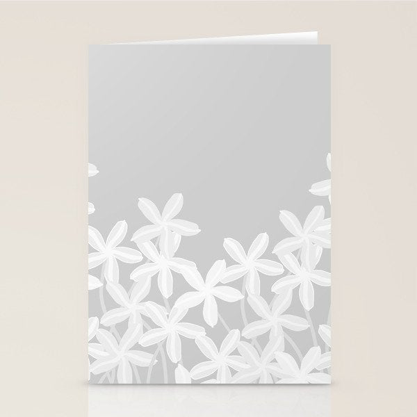 White flowers grey background  Stationery Card Gallery Image 1