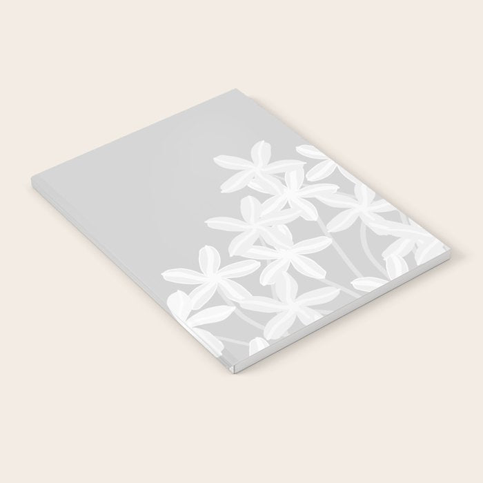 White flowers grey background  Notebook Gallery Image 1