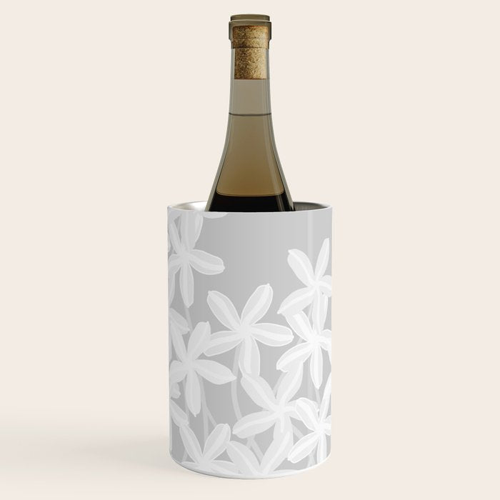 White flowers grey background  Wine Chiller Gallery Image 2