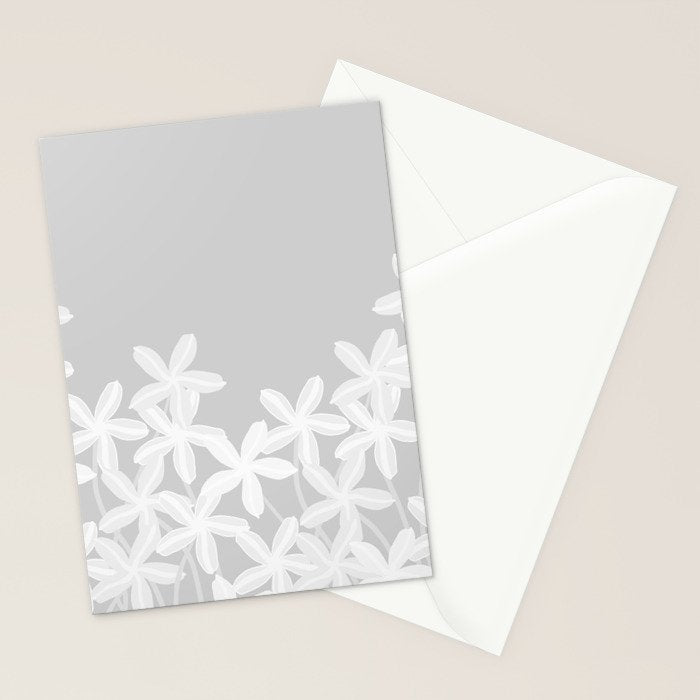 White flowers grey background  Stationery Card Gallery Image 2