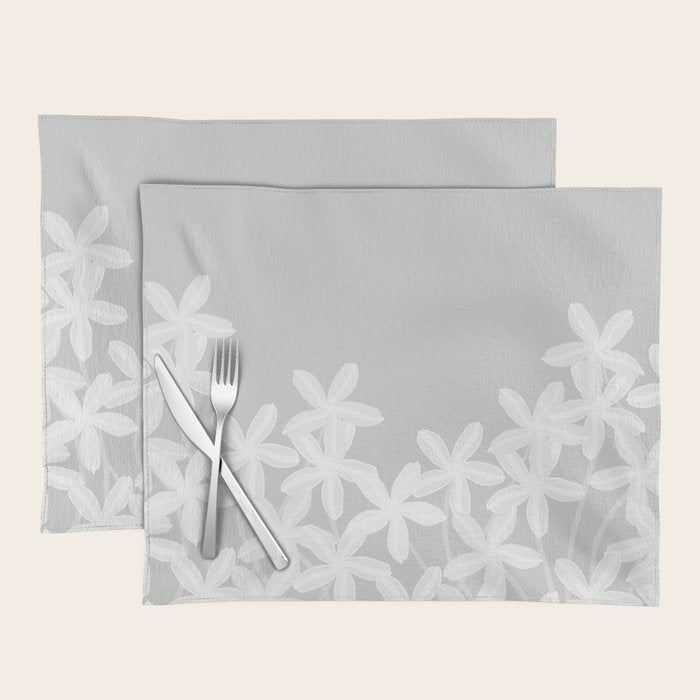 White flowers grey background  Placemat Gallery Image 1