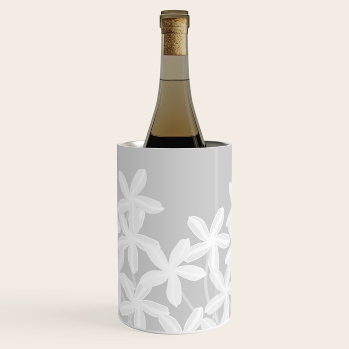 White flowers grey background  Wine Chiller Gallery Image 1
