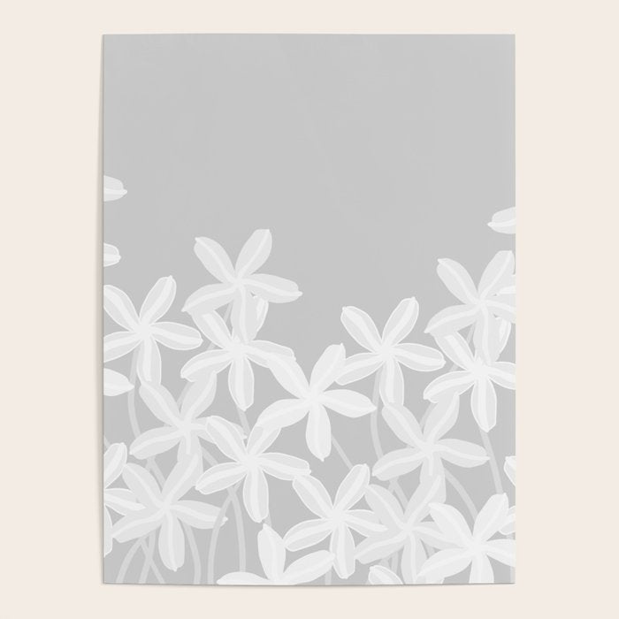 White flowers grey background  Poster Gallery Image 4
