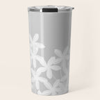 White flowers grey background  Travel Mug Gallery Image 1
