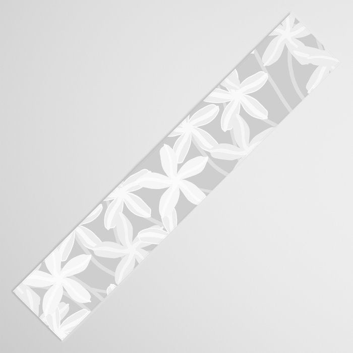 White flowers grey background  Table Runner Gallery Image 3