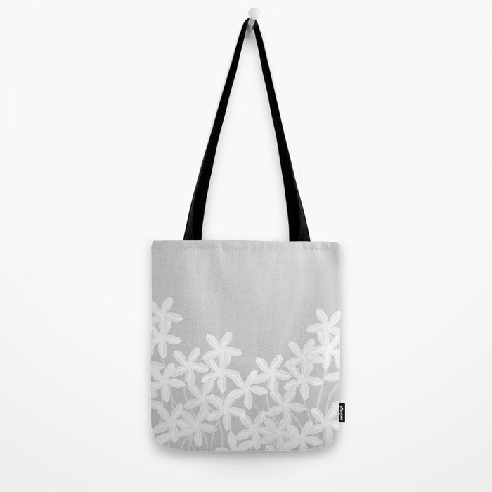 White flowers grey background  Tote Bag Gallery Image 2