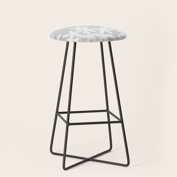 White flowers grey background  Stool Gallery Image 1