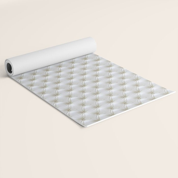 Faux White Leather Buttoned Yoga Mat Gallery Image 2