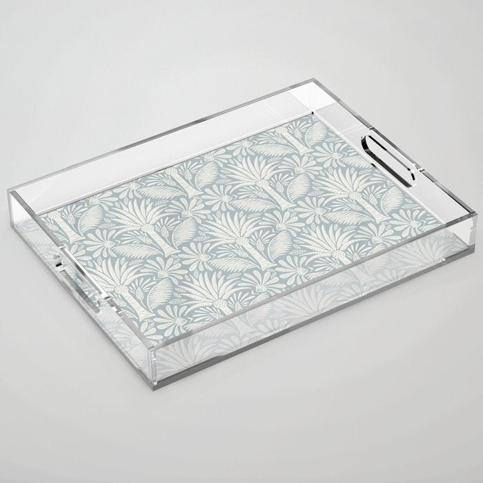 Palm Damask - Coastal Blue Acrylic Tray Gallery Image 1