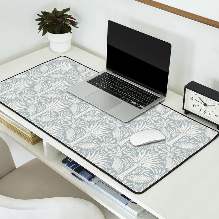 Palm Damask - Coastal Blue Desk Mat Gallery Image 2
