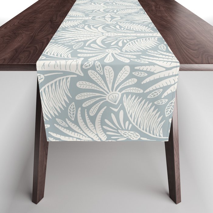 Palm Damask - Coastal Blue Table Runner Gallery Image 1