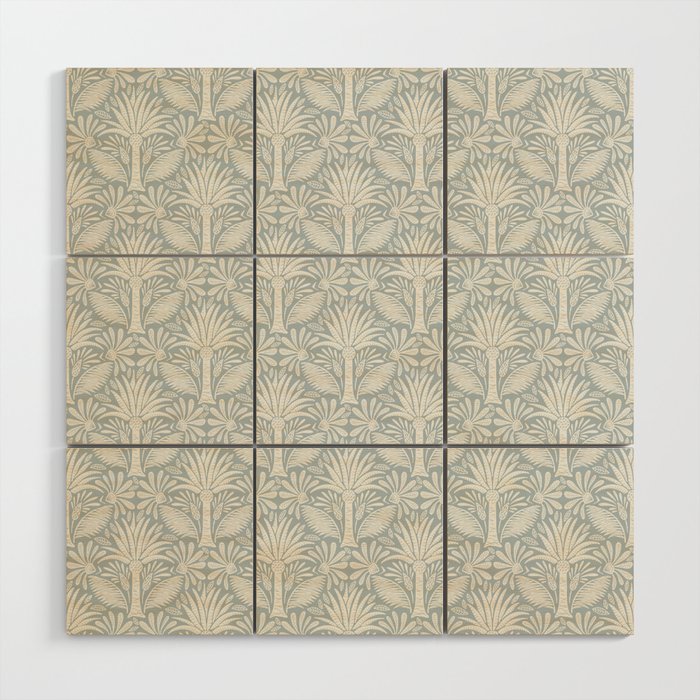 Palm Damask - Coastal Blue Wood Wall Art Gallery Image 1