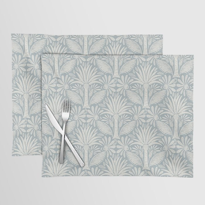 Palm Damask - Coastal Blue Placemat Gallery Image 1