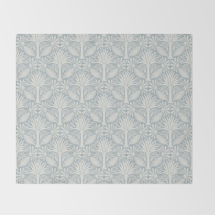 Palm Damask - Coastal Blue Throw Blanket Gallery Image 2