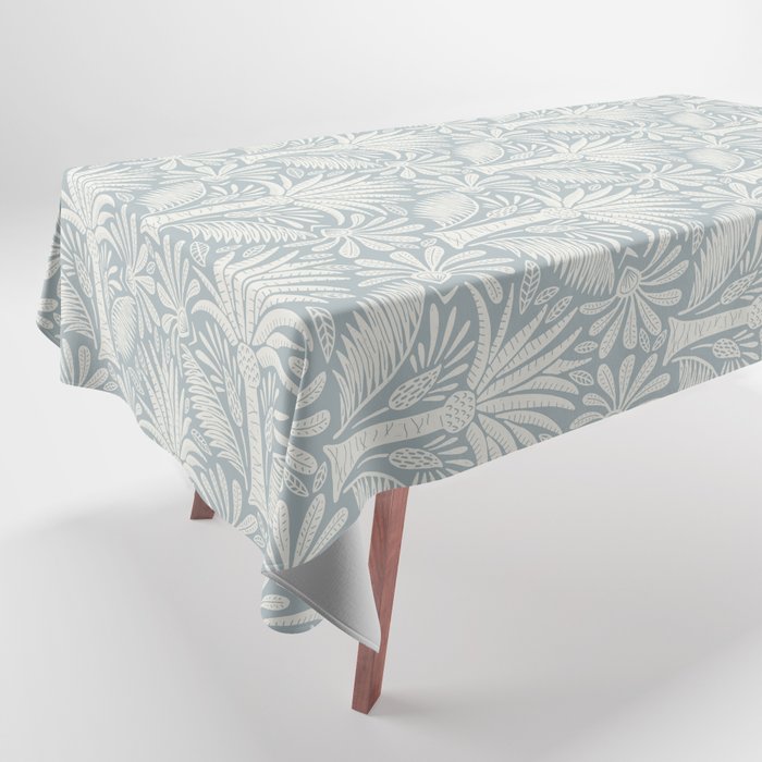 Palm Damask - Coastal Blue Tablecloth Gallery Image 1