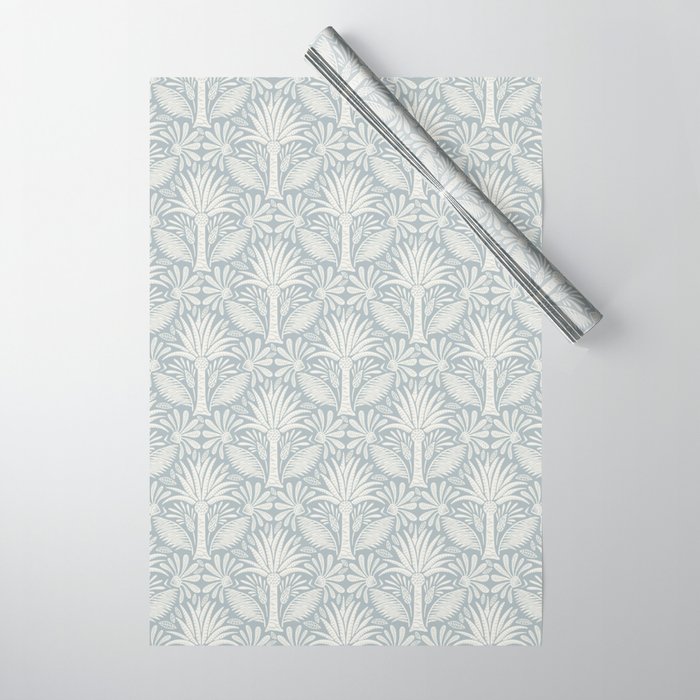 Palm Damask - Coastal Blue Wrapping Paper Gallery Image 1
