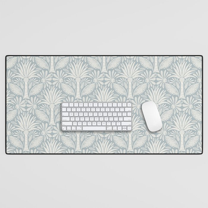Palm Damask - Coastal Blue Desk Mat Gallery Image 1