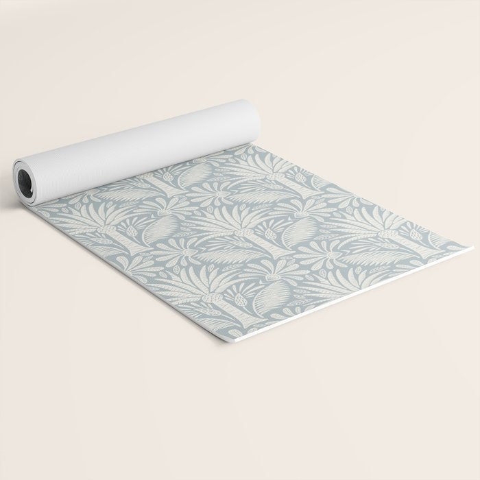 Palm Damask - Coastal Blue Yoga Mat Gallery Image 2