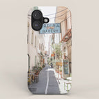 Street In Greece Photo | Pastel Village Houses Summer Art Print | Europe Digital Travel Photography iPhone Case Gallery Image 1