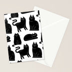 Funny black cat animal cartoon pattern Stationery Card Gallery Image 2