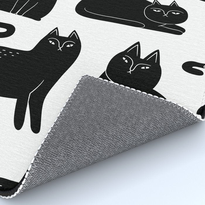 Funny black cat animal cartoon pattern Rug Gallery Image 4