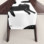 Funny black cat animal cartoon pattern Table Runner Gallery Image 1
