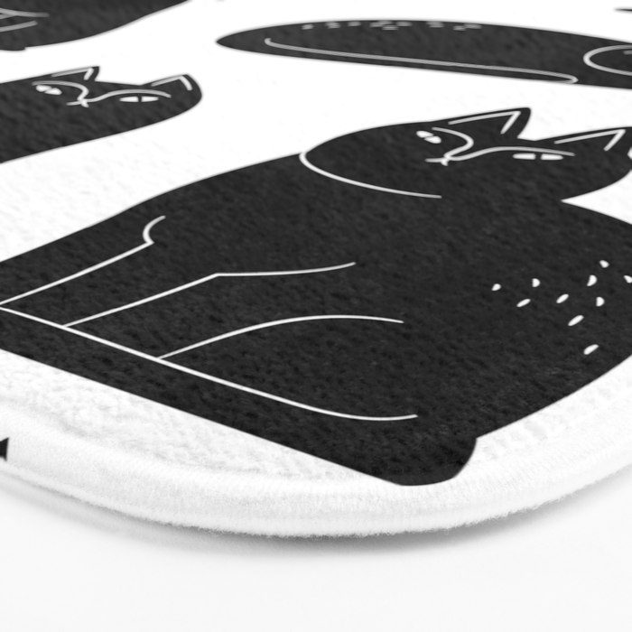 Funny black cat animal cartoon pattern Bath Mat Gallery Image 3