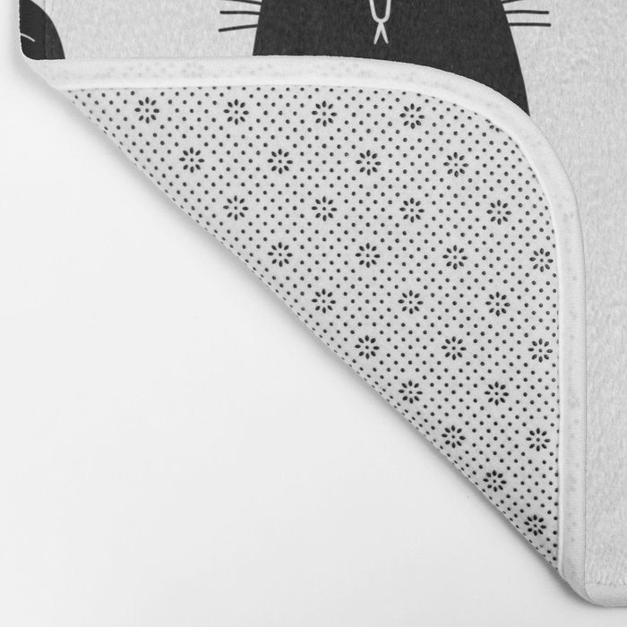 Funny black cat animal cartoon pattern Bath Mat Gallery Image 2