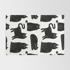 Funny black cat animal cartoon pattern Rug Gallery Image 2