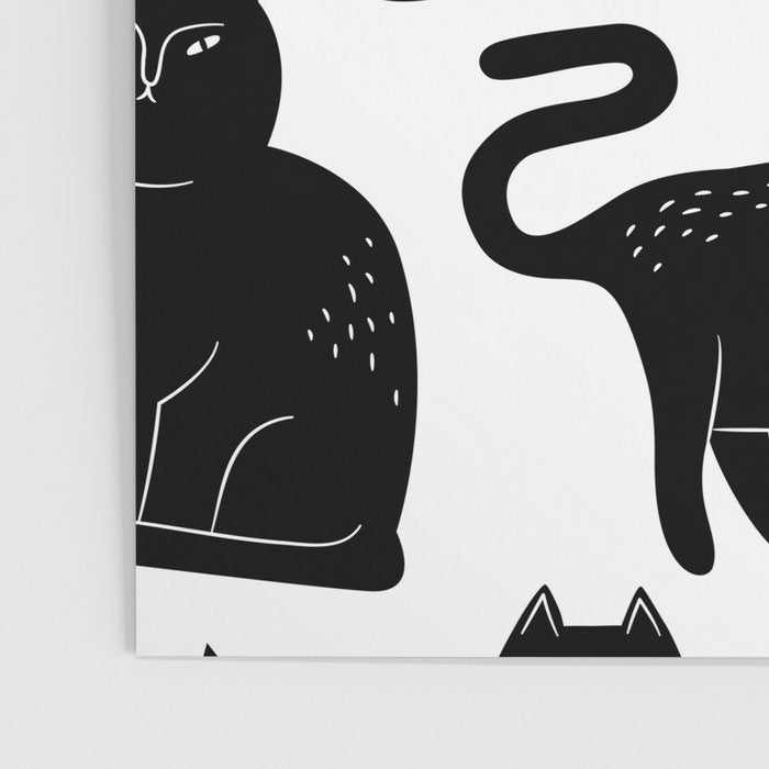 Funny black cat animal cartoon pattern Poster Gallery Image 3