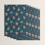 Dinosaurs Floating on an Asteroid Wrapping Paper Gallery Image 3