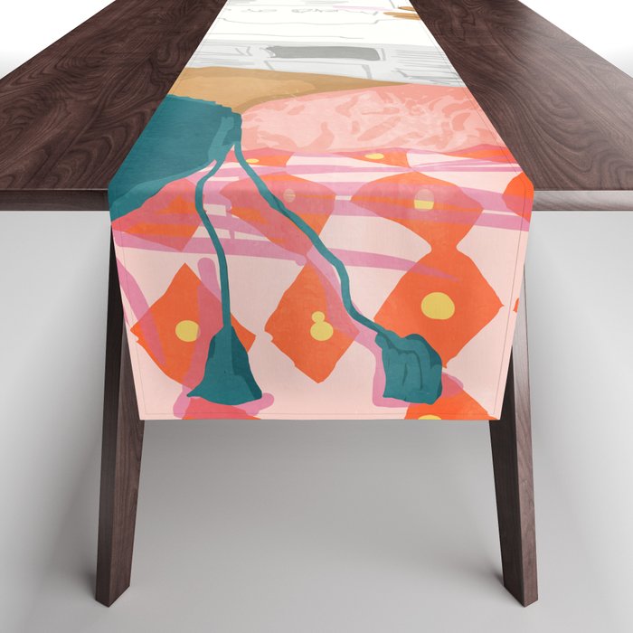 Modern Bohemian Morning Newspaper | Tropical Banana Leaves Palm Watercolor | Boho Woman & Decor Table Runner Gallery Image 1