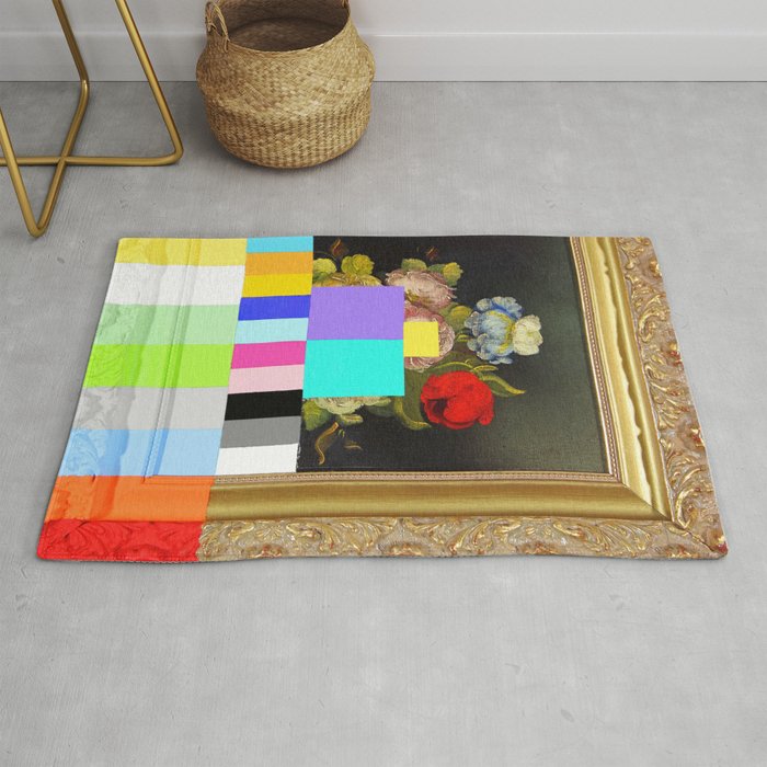 A Painting of Flowers With Color Bars Rug Gallery Image 1