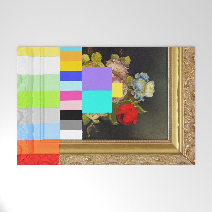 A Painting of Flowers With Color Bars Welcome Mat Gallery Image 1