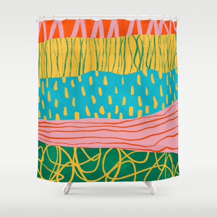 Pop Pattern Collage | PATTERN 10: The Retro Edition Shower Curtain Gallery Image 1