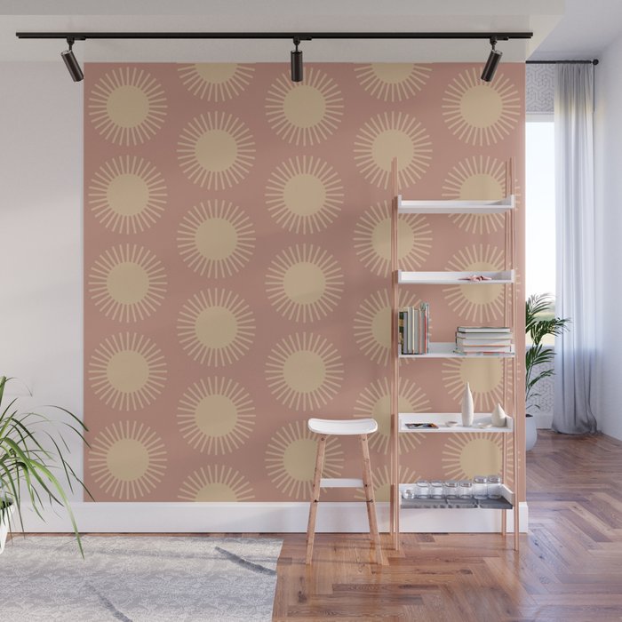 Boho Summer Sun Pattern XV Neutral Pastel Pink Wall Mural Gallery Image 1